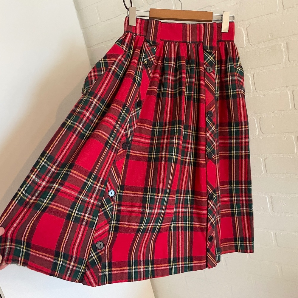 Vintage Royal Stewart Tartan Wool Pleated Skirt High Rise Le Château Size 7 - Picture 4 of 15